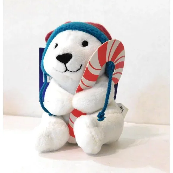 Hallmark Northpole Christmas Tree Ornament Plush Bear Candy Cane - Picture 4 of 8